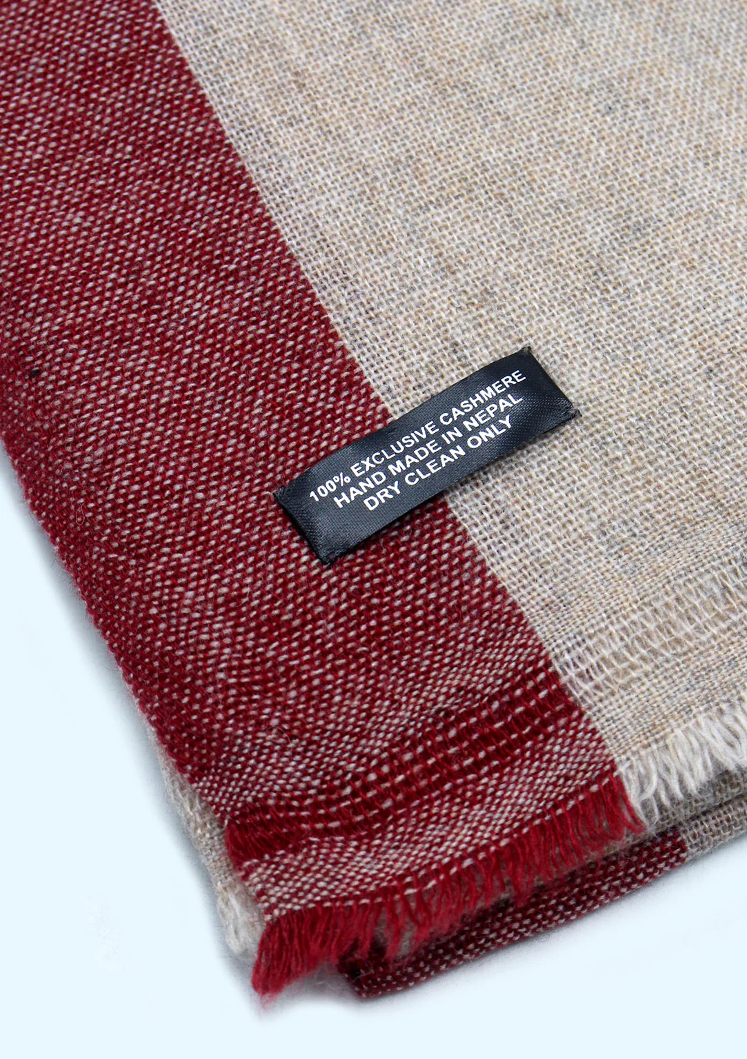 Red Border Plain Gray Mix Wool Cashmere Shawl